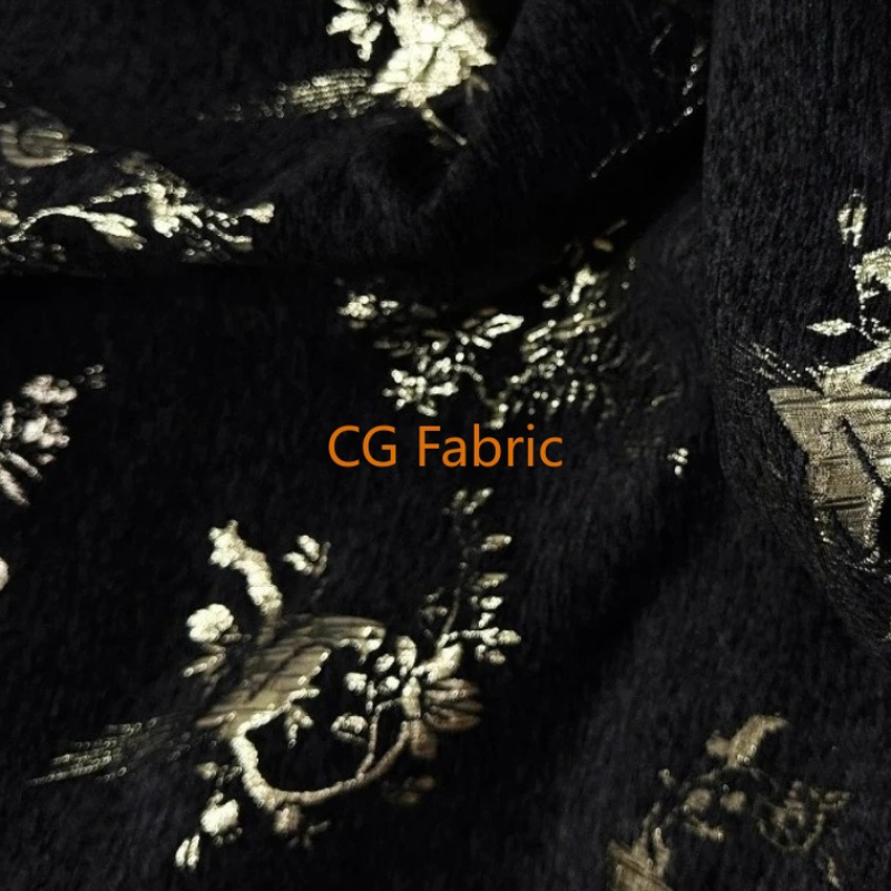 Home Textiles Luxury Curtains - 金糸シェニールジャカードエンボス加工漢服生地縫製ソフトカーテン高級ホームデコレーションテキスタイル婦人服クラフト材料