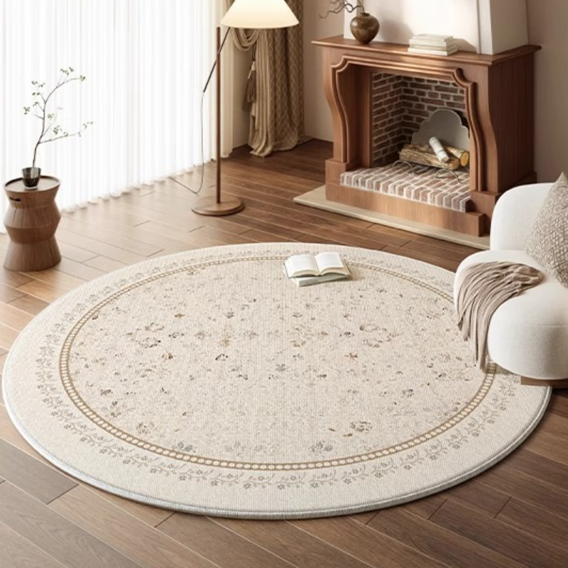 Luxury Home Textiles Usa - 中世風リビングルーム用ラウンドカーペット、寝室用装飾ラグ、ライトラグジュアリーソフトワードローブフロアマット、ホーム厚手洗えるカーペット