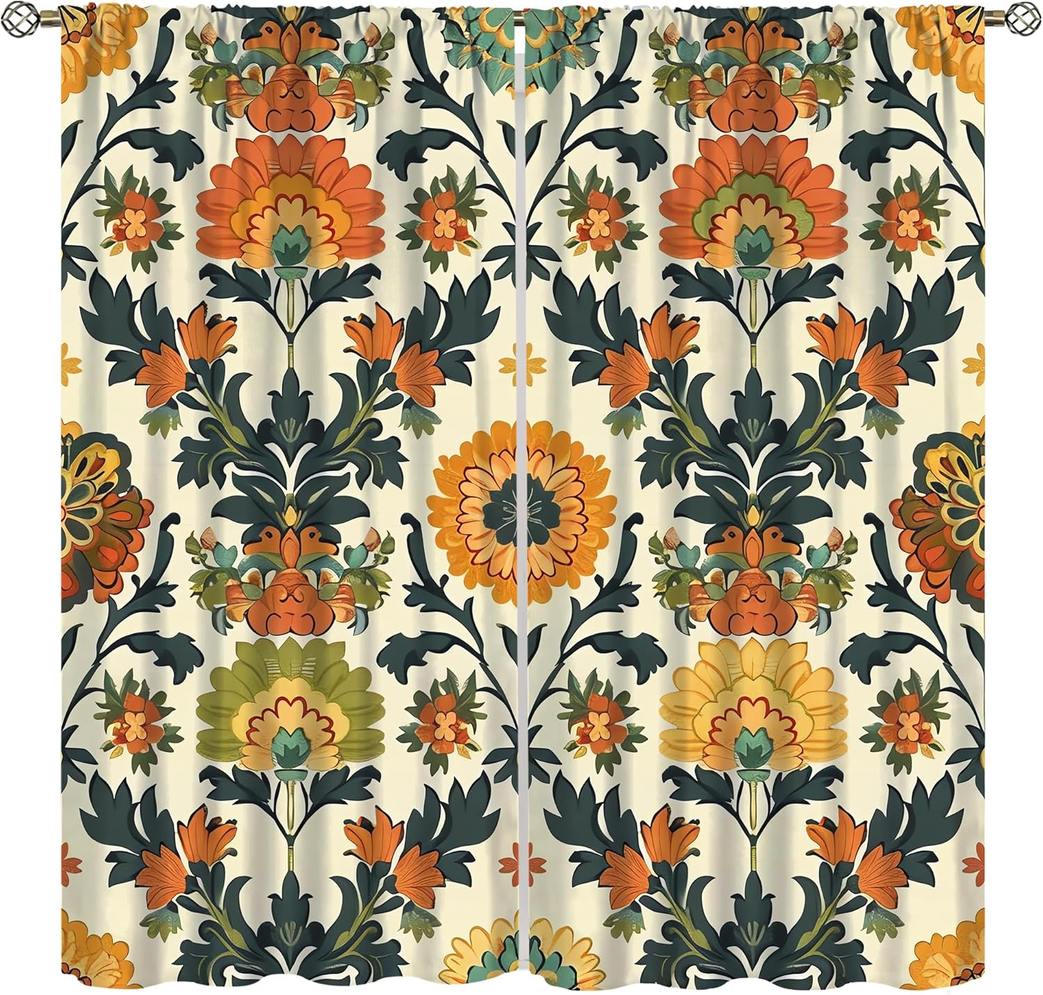 Home Textiles Luxury Curtains - 高級花柄プリントカーテンポリエステル装飾ドレープリビングルーム寝室窓ホームインテリアテキスタイル