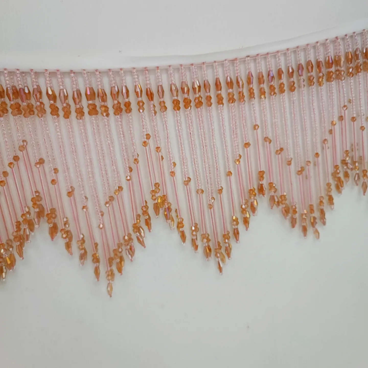 Home Textiles Luxury Curtains - 手作りのビーズフリンジトリム、豪華なクリスタルビーズ装飾（カーテン、ランプシェード、ホームデコレーション用）、カスタムの長さと色
