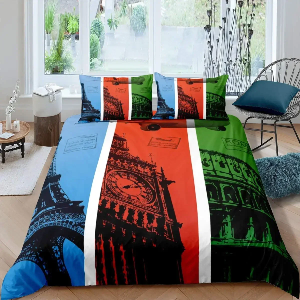 Home Textiles London - ロンドン電話ボックス快適な布団キルトカバー枕カバー寝具セット子供の寝室の装飾ホームテキスタイル