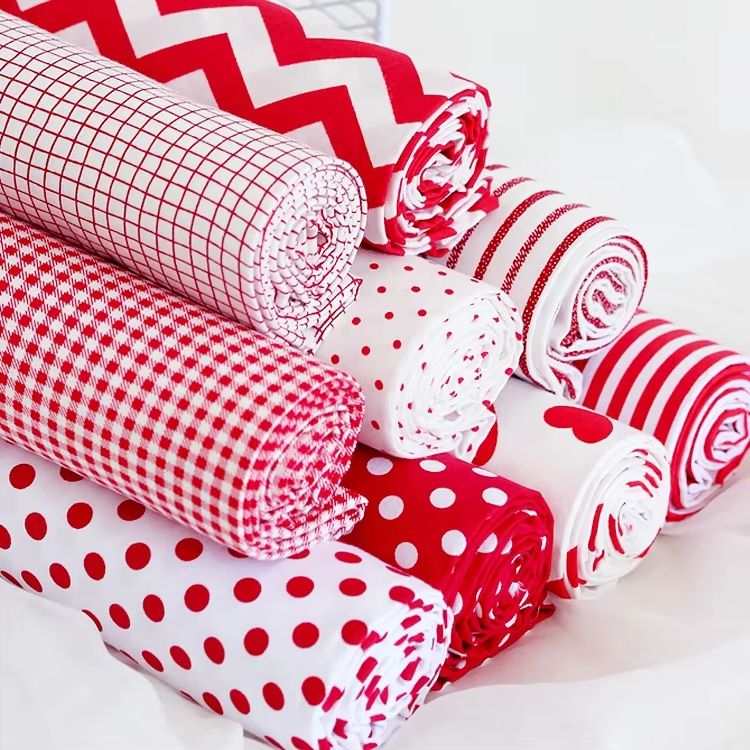 Home Textiles Discount - 160 × 50 センチメートル赤ストリップ波ツイル綿縫製生地作る家の装飾子供服手作り DIY 縫製布