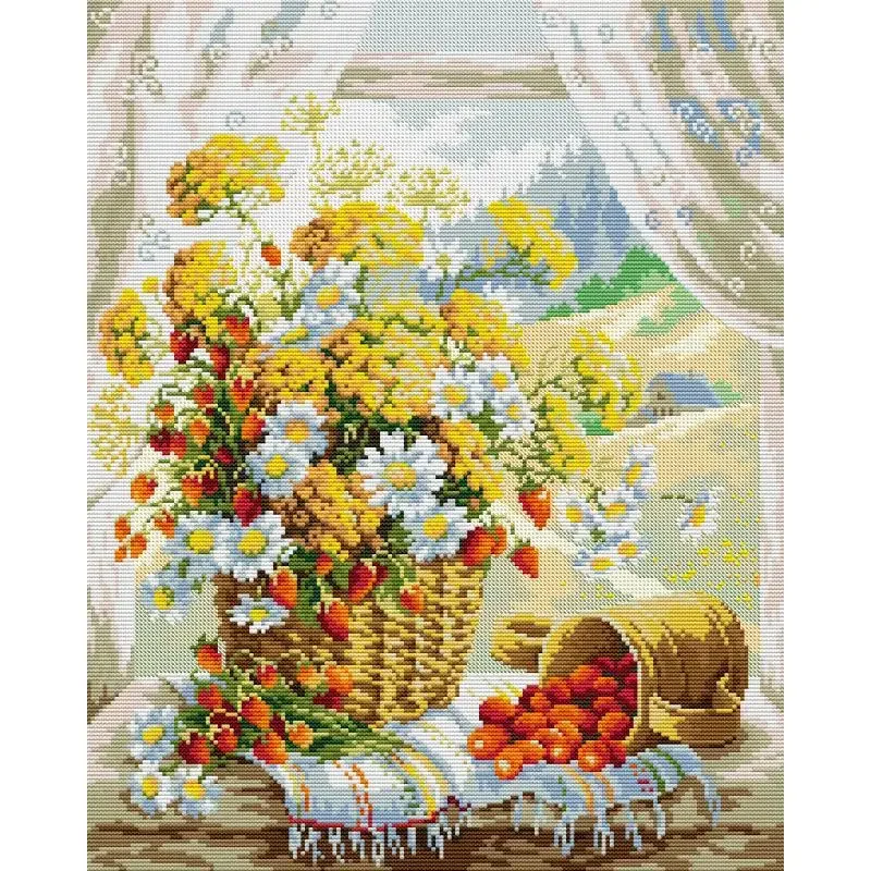 窓枠フラワーバスケット花柄クロスステッチアイーダ 14ct  - Home Textiles Discount のレビューと価格