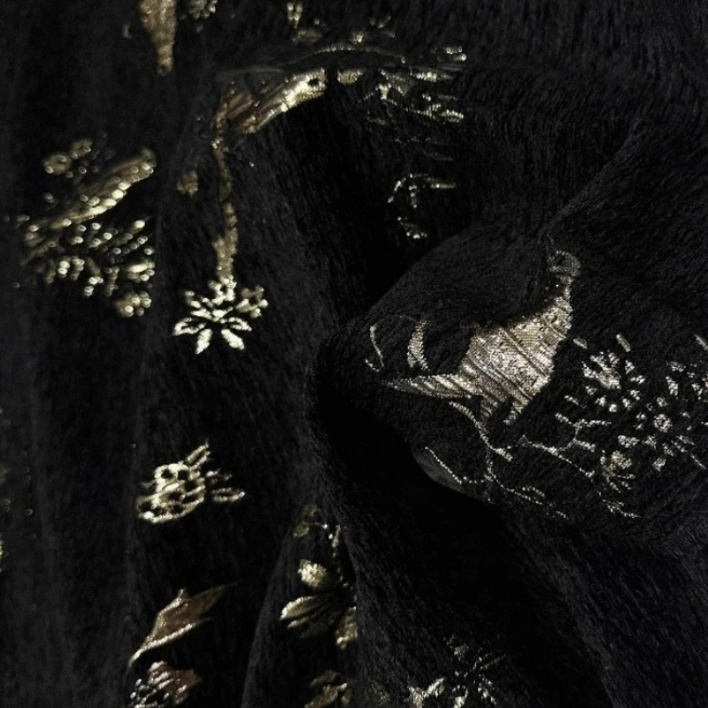 金糸シェニールジャカードエンボス加工漢服生地縫製ソフトカーテ - Home Textiles Luxury Curtains のレビューと価格