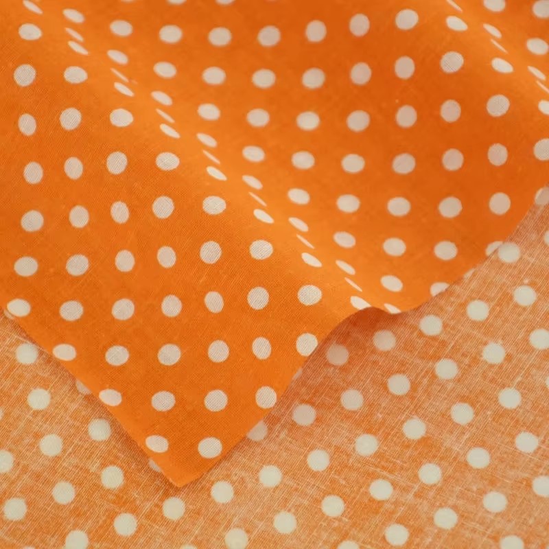 白いオレンジの水玉模様の綿生地,パッチワーク,ホームテキスタ - Home Textiles Discount のレビューと価格