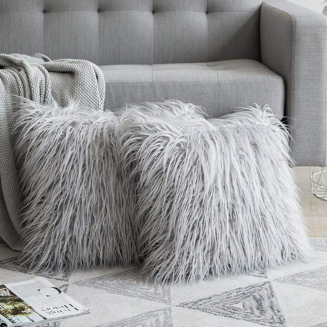 長くて柔らかい毛皮の枕カバー,豪華な正方形の豪華な枕カバー, - Luxury Home Textiles Usa のレビューと価格