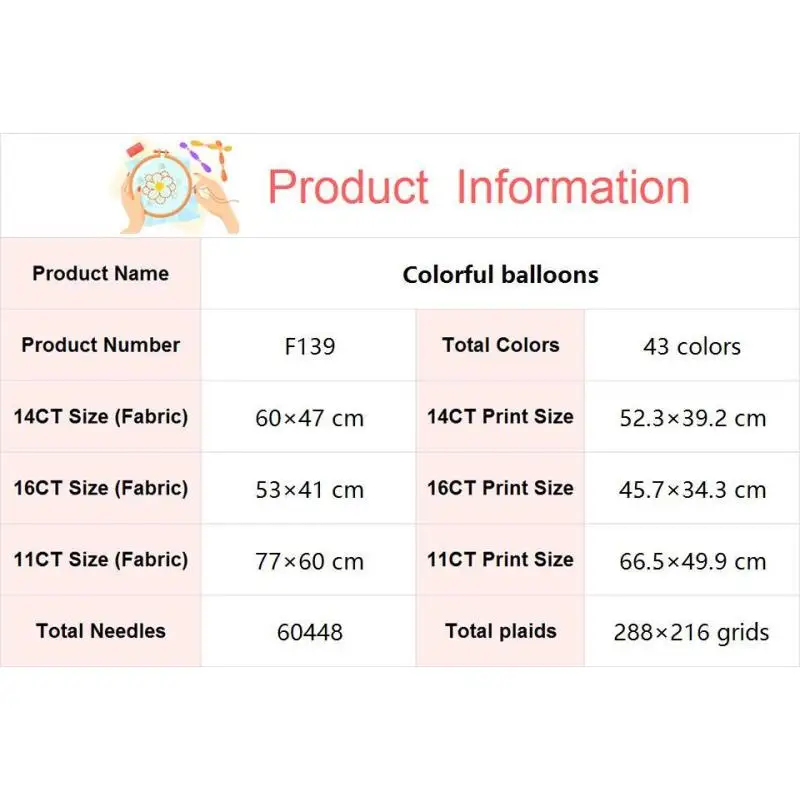 印刷されたカラフルな風船,クロスステッチのセット,白い布,a - Home Textiles Discount のレビューと価格