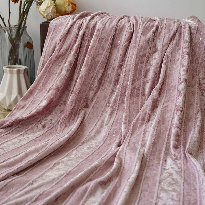 ベルベットレースストライプ生地刺繍カーテンドレス DIY 素 - Home Textiles Luxury Curtains のレビューと価格