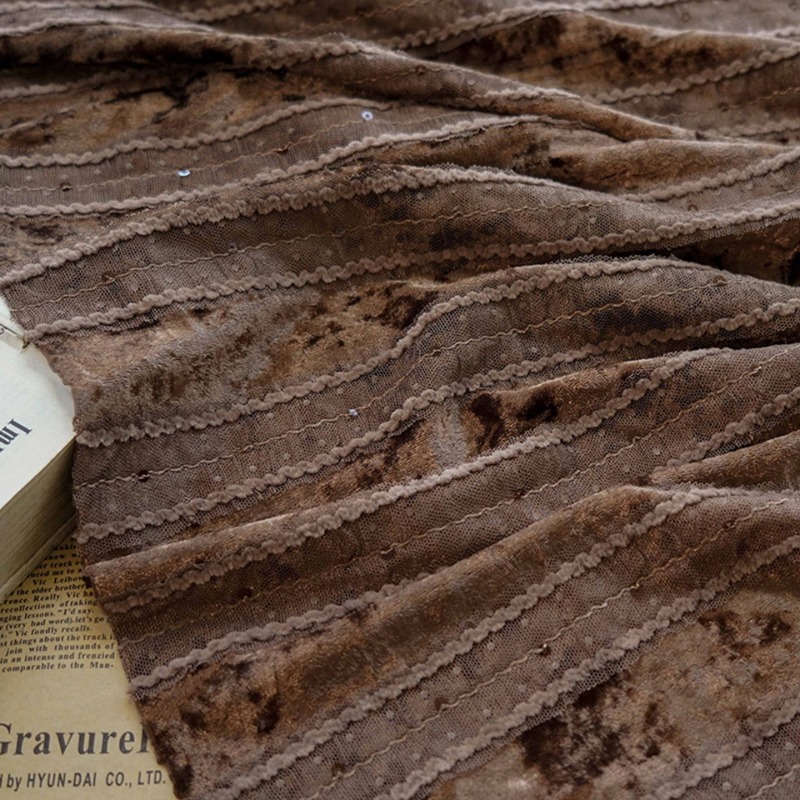 ベルベットレースストライプ生地刺繍カーテンドレス DIY 素 - Home Textiles Luxury Curtains のレビューと価格