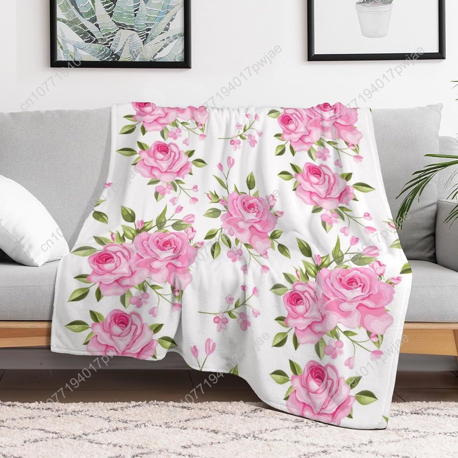 ピンクの花柄スローブランケット 花柄装飾 女性男性へのギフト - Luxury Home Textiles Usa のレビューと価格
