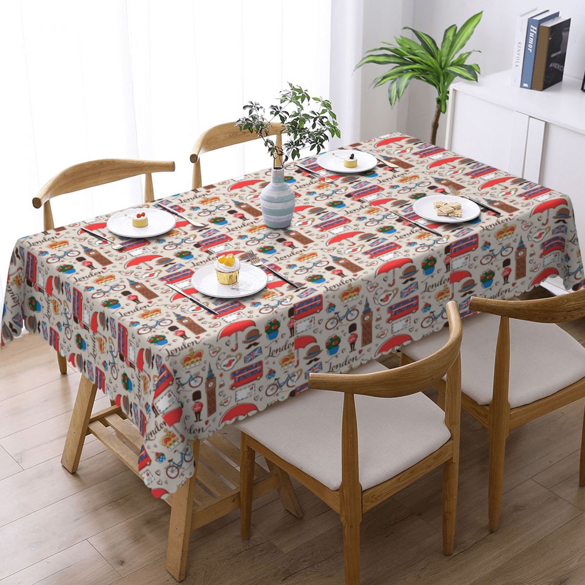 防水テーブルクロス,花柄,長方形,英国旗,チュニック,赤,バ - Home Textiles London のレビューと価格