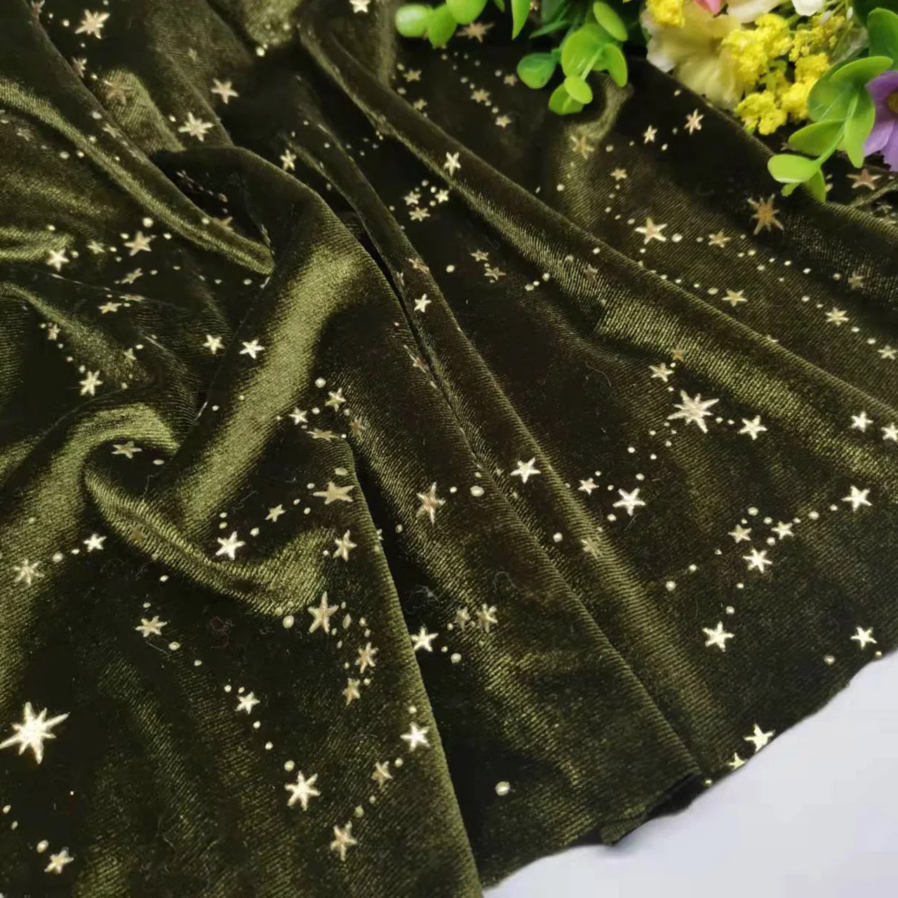 ベルベット生地,エレガント,シルキーゴールドスター,きらめく - Luxury Home Textiles Usa のレビューと価格