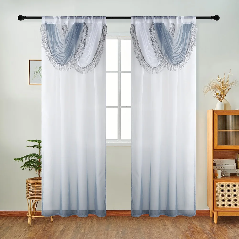 Napearl-ヨーロッパスタイルの青いカーテンヘッド,窓の - Home Textiles Luxury Curtains のレビューと価格