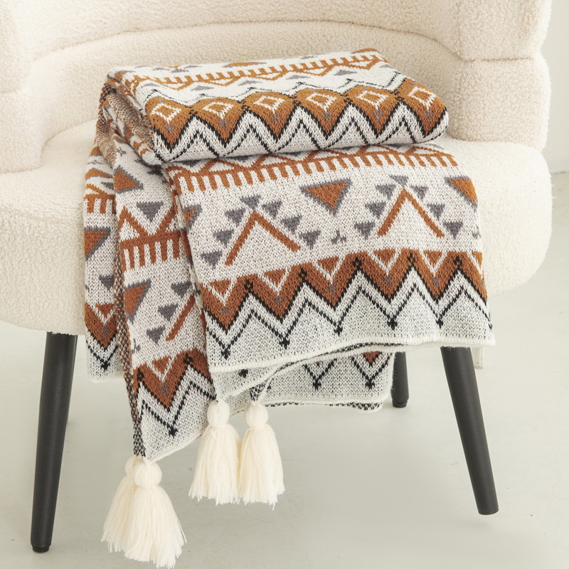 ボヘミアンスタイルプリントニットブランケット高級肌に優しいシ - Luxury Home Textiles Usa のレビューと価格
