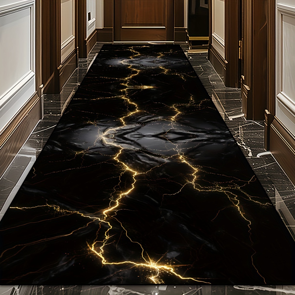 VIKAMA ライトラグジュアリーブラックゴールドフローゴー - Luxury Home Textiles Usa のレビューと価格