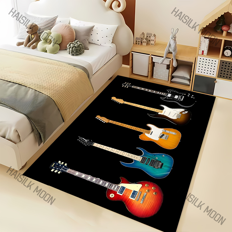 音楽愛好家ロックギターパターンカーペットリビングルームベッド - Luxury Home Textiles Usa のレビューと価格
