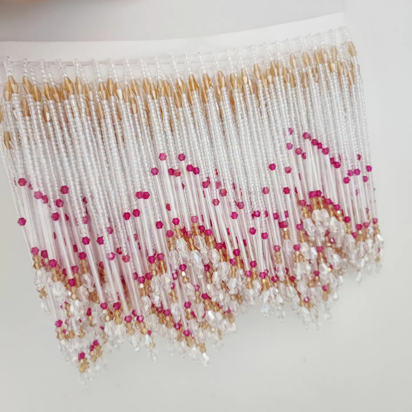 手作りのビーズフリンジトリム、豪華なクリスタルビーズ装飾（カ - Home Textiles Luxury Curtains のレビューと価格