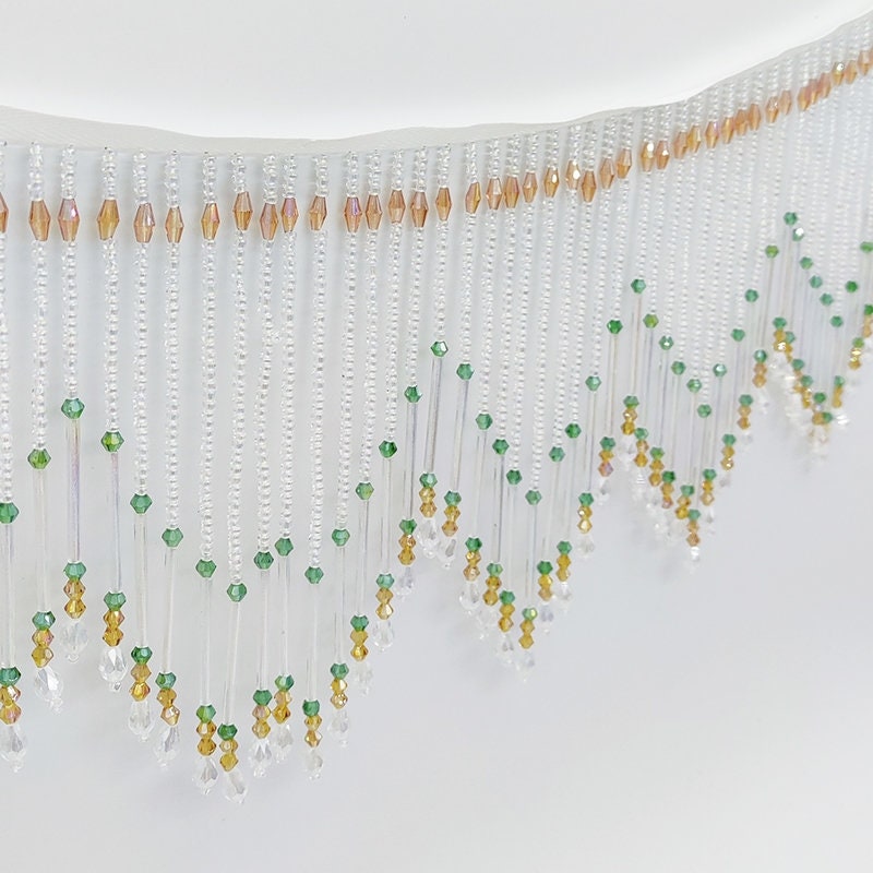 手作りのビーズフリンジトリム、豪華なクリスタルビーズ装飾（カ - Home Textiles Luxury Curtains のレビューと価格