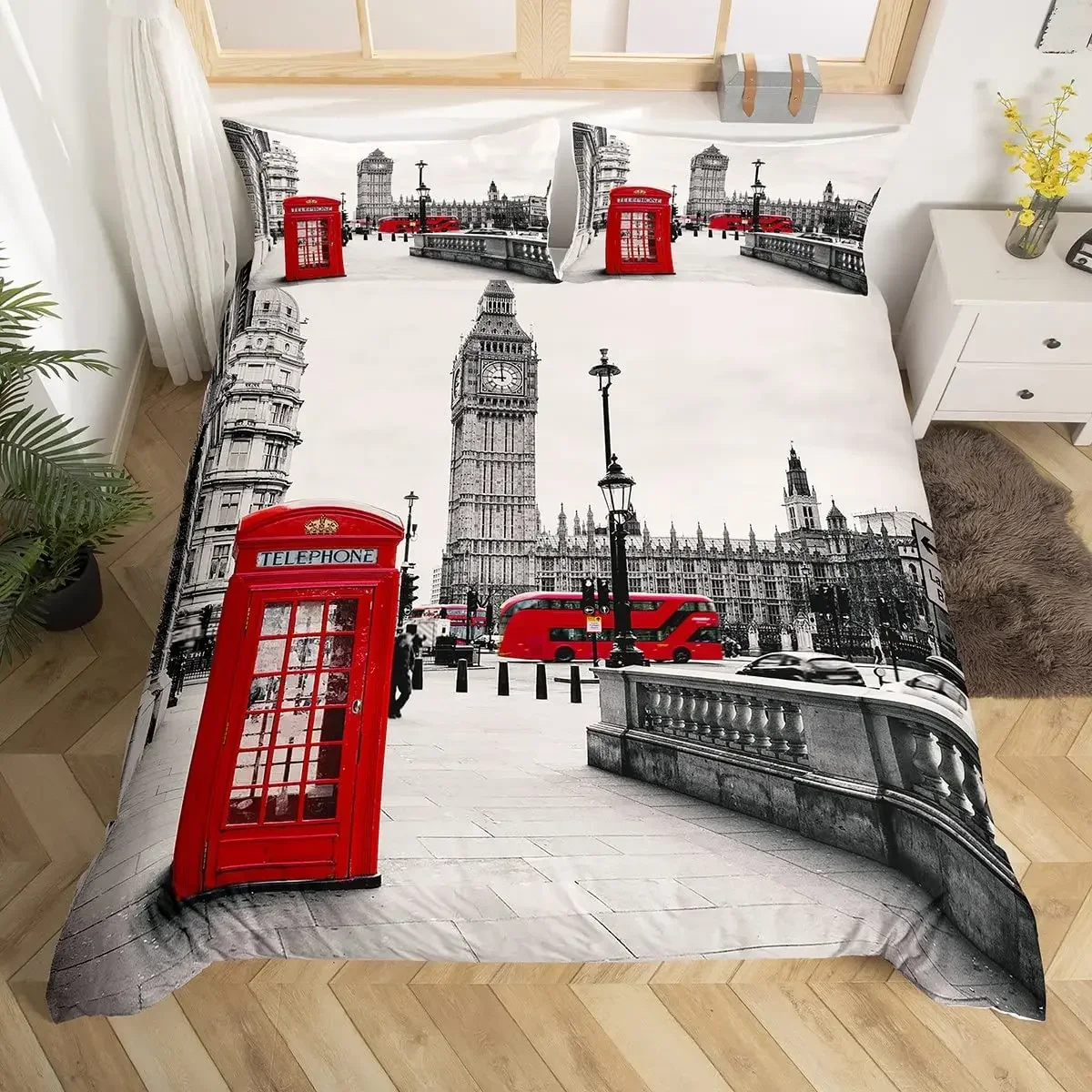 ロンドン電話ボックス快適な布団キルトカバー枕カバー寝具セット - Home Textiles London のレビューと価格