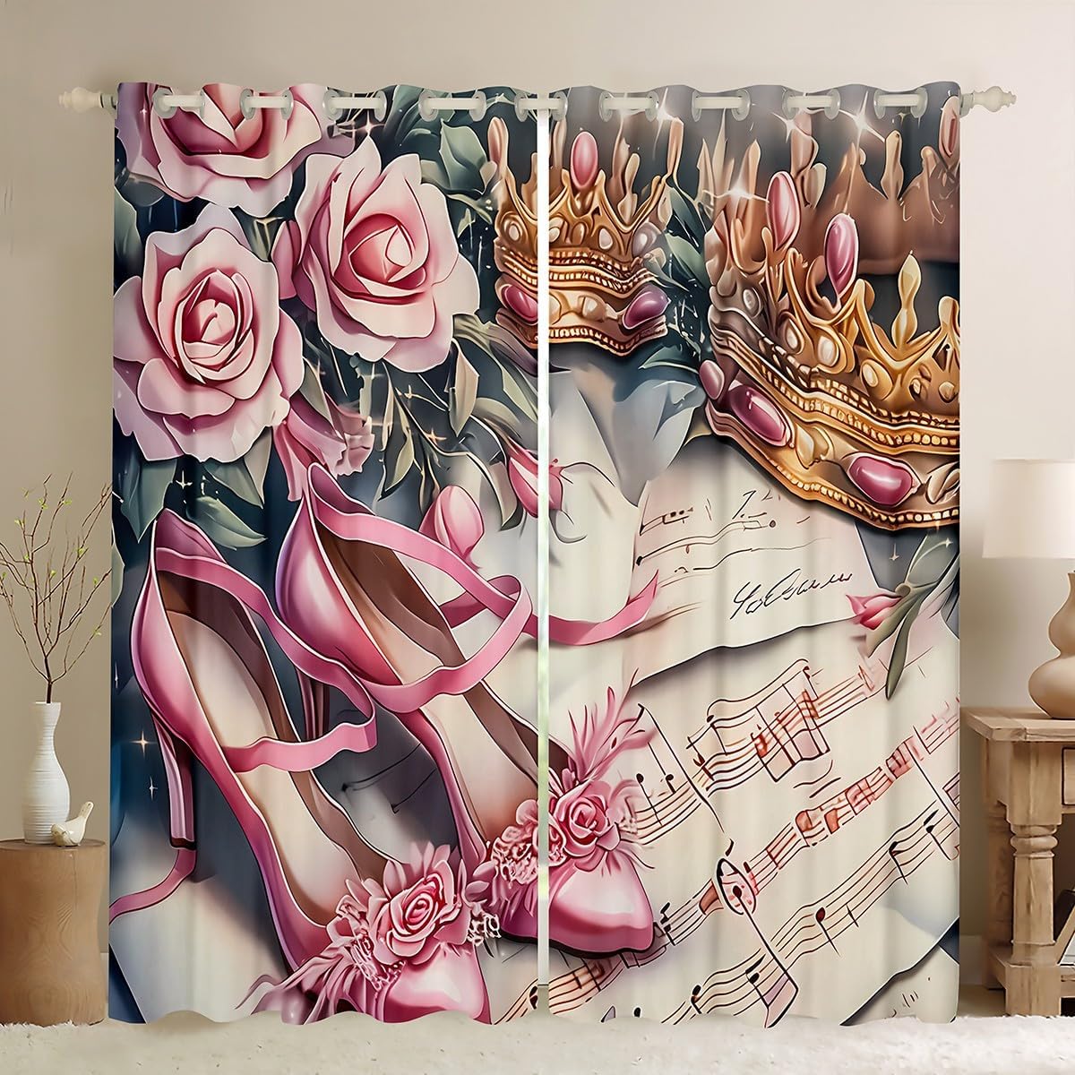 ピンクローズヒールカーテン シャワーカーテン ウィンドウドレ - Home Textiles Luxury Curtains のレビューと価格