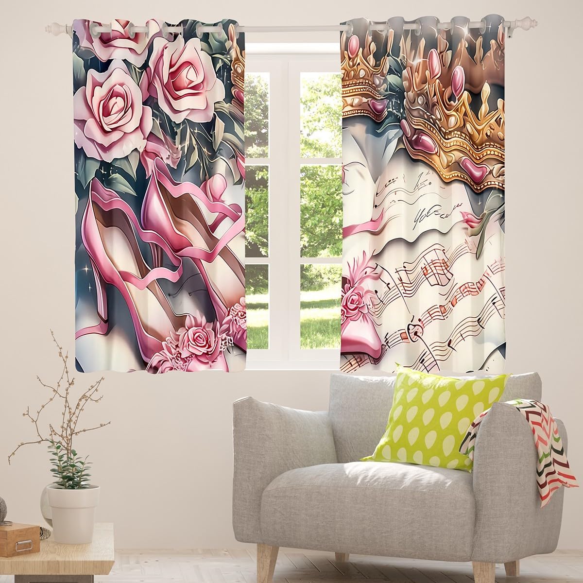ピンクローズヒールカーテン シャワーカーテン ウィンドウドレ - Home Textiles Luxury Curtains のレビューと価格