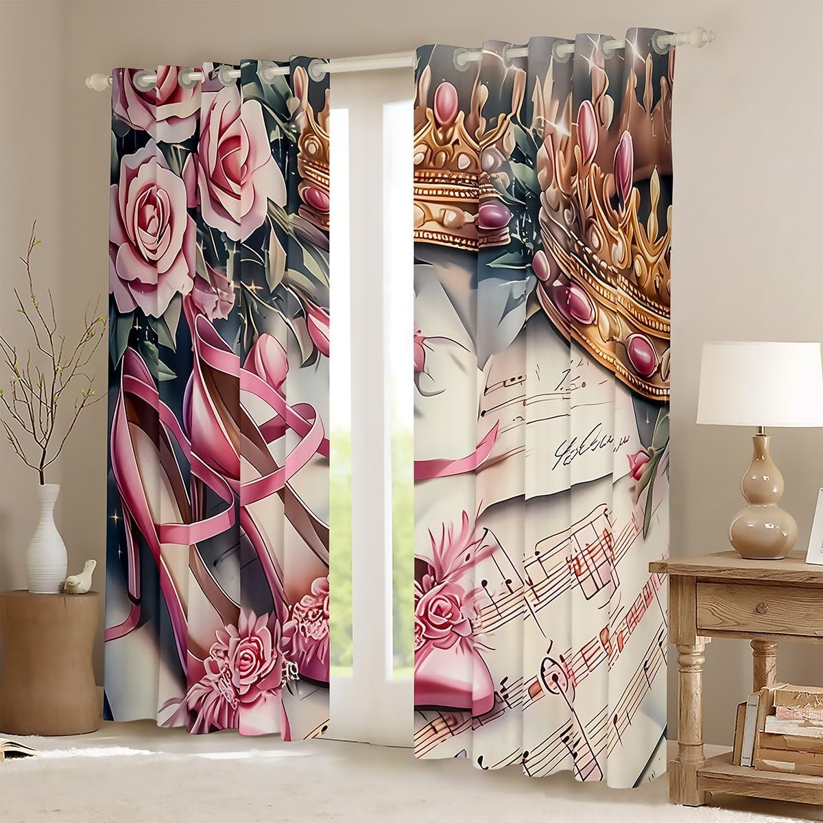 ピンクローズヒールカーテン シャワーカーテン ウィンドウドレ - Home Textiles Luxury Curtains のレビューと価格